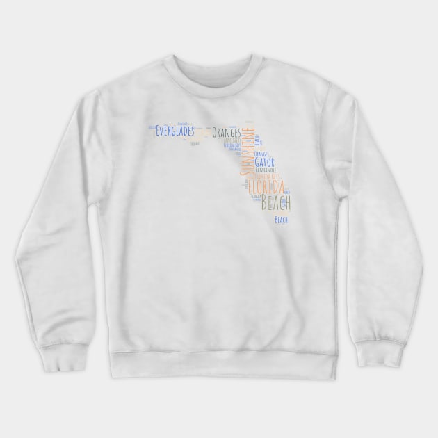 Colorful Florida Map Typography Crewneck Sweatshirt by JanesCreations